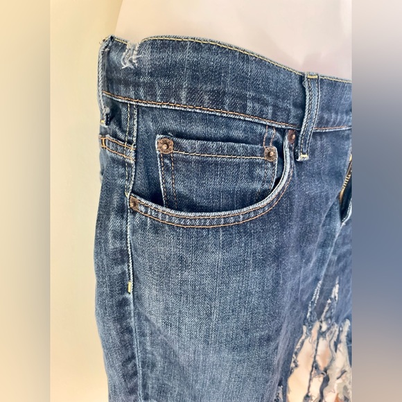Lucky Brand Distressed Denim Jean Shorts Dark Blue Easy Rider 8/29 - Picture 7 of 11